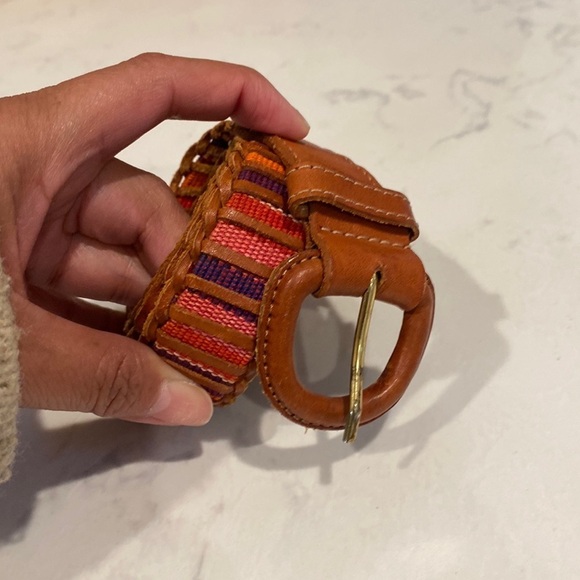 Genuine leather colorful sarape belt sz Xl bohemian festival main image 8